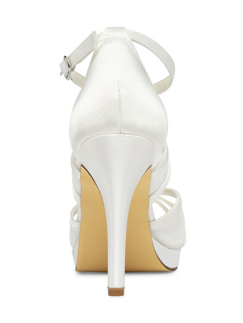 女性のレースのストラップ プラットフォーム ブライダル ヒール スティレット ヒール クリスクロス ヴィアンテージ ウェディング シューズ