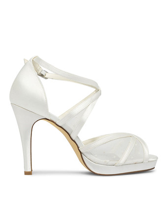 女性のレースのストラップ プラットフォーム ブライダル ヒール スティレット ヒール クリスクロス ヴィアンテージ ウェディング シューズ