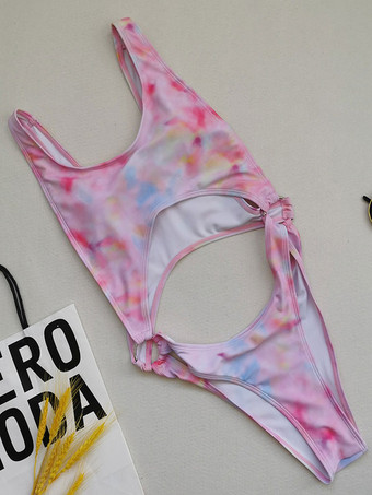 O リング ストラップ ネック モノキニ スイムスーツ イエロー グリーン