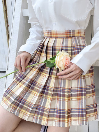 スイートロリータミニスカート格子縞のパターン弓ポリエステルアカデミックミニスカート