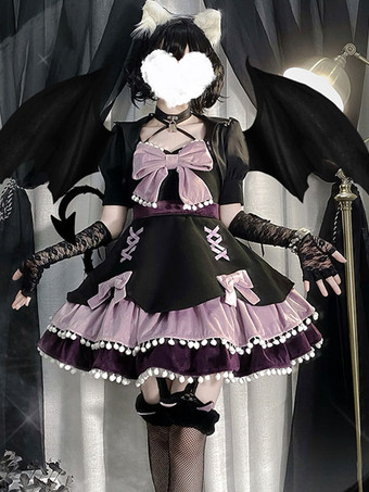 甘いロリータドレス ベロアボウ ノースリーブロリータ ジャンパースカート