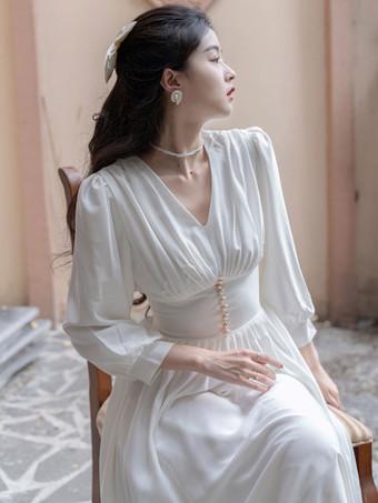 White long shop one piece dress