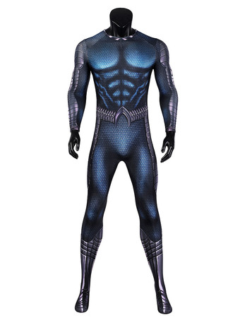 Disfraz de superhéroe unisex Azul marino oscuro Halloween Lycra Spandex Mono con capucha de cuerpo completo