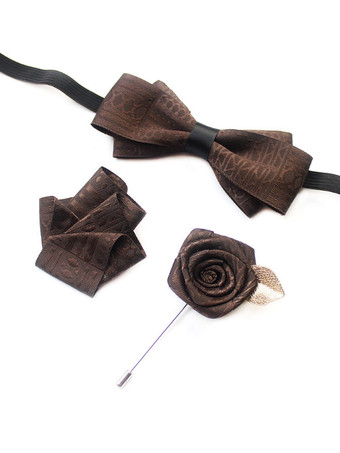 ブラウン メンズアクセサリークラシックポリエステルジャカードレッド