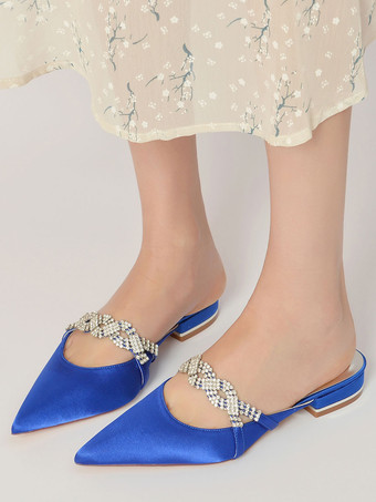 Women's Rhinestones Ankle Strap Flat Wedding Shoes