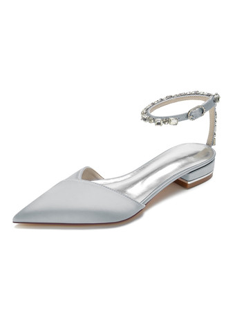 argent Chaussures de Mariages à Plate avec Bout Pointu en Paillette Unicolore
