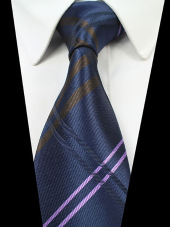 ディープブルーメンズドレスネクタイハイエンドポリエステルジャカード