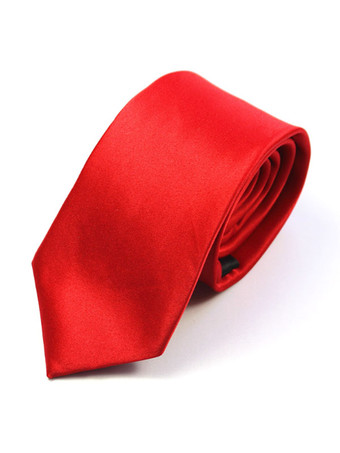 レッド メンズドレスネクタイクールポリエステルジャカード