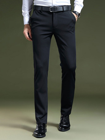 negro Pantalones para hombres Pantalones clásicos de cintura natural rectos azules para hombres