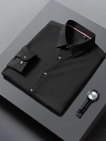 ブラック ドレスシャツメンズシャツメンズドレスシャツクラシック長袖ウェディングマゼンタライトスカイブルー