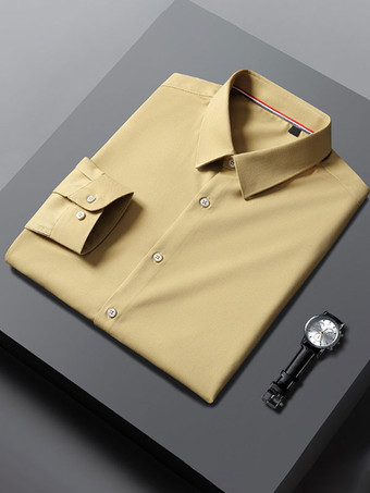 ベージュドレスシャツメンズシャツメンズドレスシャツクラシック長袖ウェディングマゼンタライトスカイブルー