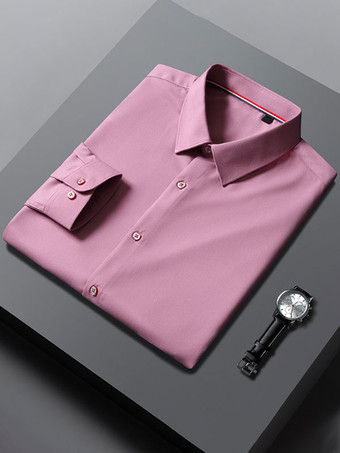マゼンタ ドレスシャツメンズシャツメンズドレスシャツクラシック長袖ウェディングマゼンタライトスカイブルー