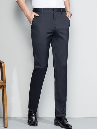 ダークネイビーメンズカジュアルパンツ スリムフィット ストレート 春夏 メンズズボン