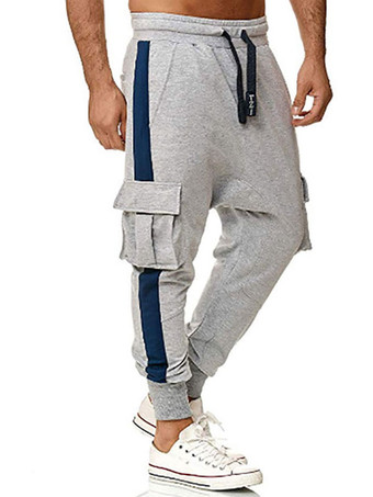 グレイ男性用パンツ快適なナチュラルウエストホワイトメンズパンツ