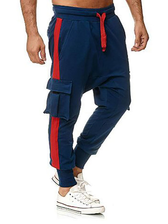 ダークネイビー男性用パンツ快適なナチュラルウエストホワイトメンズパンツ