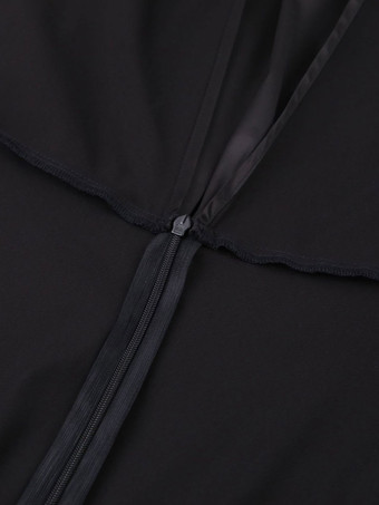 ボディコンドレス ブラック 長袖 セクシー ジュエルネック ミディ シースドレス