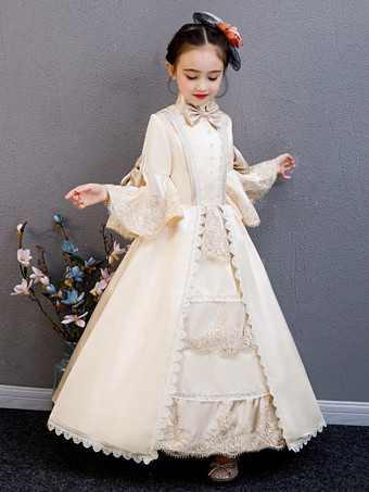 ポリエステルファイバーティーパーティードレープ3/4レングススリーブポリエステルサマードレスフローラルプリントブルゴーニュキッズロリータドレス