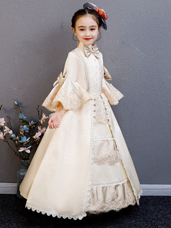 ポリエステルファイバーティーパーティードレープ3/4レングススリーブポリエステルサマードレスフローラルプリントブルゴーニュキッズロリータドレス