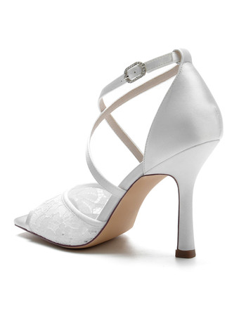 Women's Bridal Shoes Lace Stiletto Heel Strappy Sandals