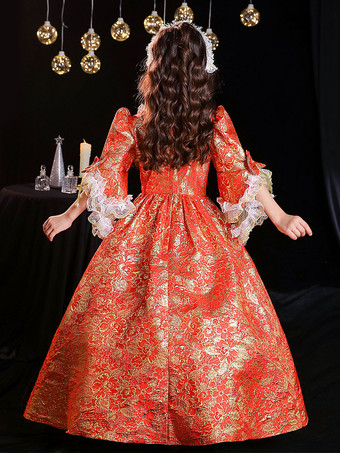 ポリエステルファイバーティーパーティー3/4長袖ポリエステルドレスゴシックレッドキッズ 'ロリータドレス