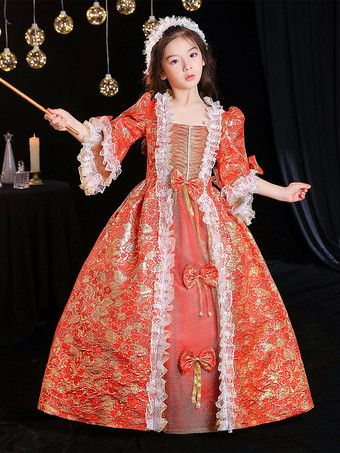 ポリエステルファイバーティーパーティー3/4長袖ポリエステルドレスゴシックレッドキッズ 'ロリータドレス