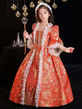 ポリエステルファイバーティーパーティー3/4長袖ポリエステルドレスゴシックレッドキッズ 'ロリータドレス