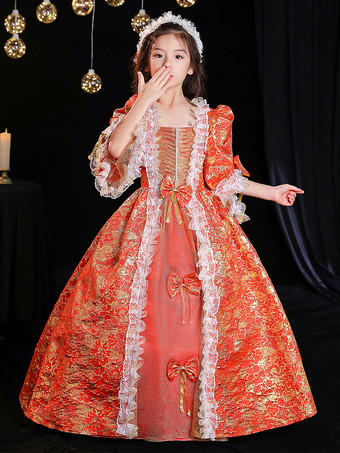 ポリエステルファイバーティーパーティー3/4長袖ポリエステルドレスゴシックレッドキッズ 'ロリータドレス