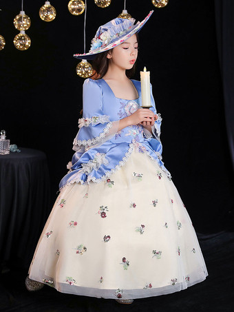 アクアグリーンポリエステルファイバーティーパーティー3/4長袖ポリエステルジャンプスーツゴシックアクアキッズ 'ロリータドレス