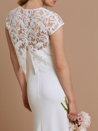 Vestido de sirena de encaje simple Vestido de novia de dos piezas