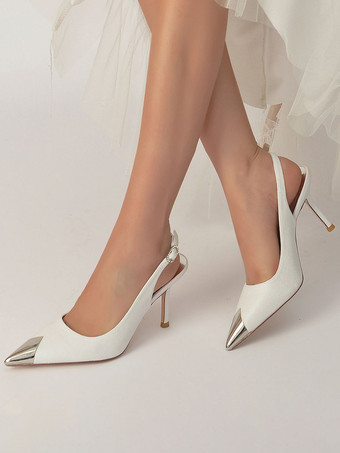 女性の結婚式の靴ラインストーンスパンコール布先のとがったつま先スティレットヒールブライダルシューズ