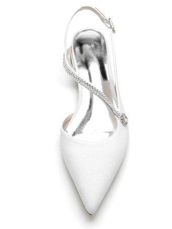 女性の結婚式の靴ラインストーンスパンコール布先のとがったつま先フラットブライダルシューズ