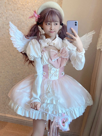   Sweet Lolita Dress 2-Piece Set Magic Big Bow Bell Sling Waist Sleeveless Idol Lolita JSK Dress