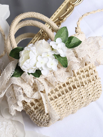 アプリコットコーヒー ブラウン ロリータ ハンドバッグ ポリエステル レース フラワー アクセサリー ロリータ アクセサリー