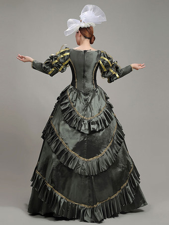 クラシックロリータドレスポリエステル長袖クラシックロリータドレスディープグレー