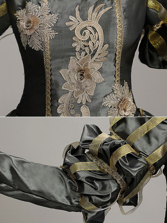 クラシックロリータドレスポリエステル長袖クラシックロリータドレスディープグレー