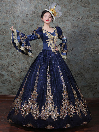 クラシックロリータドレスポリエステル長袖クラシックロリータドレスグリーン