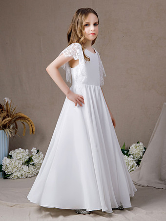 Robe de demoiselle d'honneur en dentelle à manches courtes en mousseline de soie longue robe de soirée