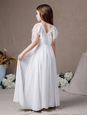 Robe de demoiselle d'honneur en dentelle à manches courtes en mousseline de soie longue robe de soirée