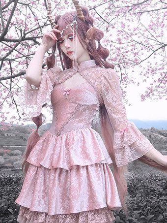 Mantón de Lolita Encaje Manga larga Capa de Lolita rosa