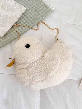 ECRUホワイトロリータバッグショートプラッシュポリエステルクロスボディバッグロリータアクセサリー