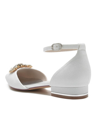 女性のブライダルシューズラインストーンスパンコールクロスポインテッドトゥフラットブライダルシューズ