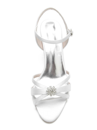 女性のブライダルシューズラインストーンスパンコールクロスオープントゥチャンキーヒールブライダルシューズ