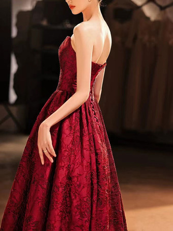 プロムドレス 2025 Aライン ストラップレス ジャカード フロアレングス 刺繍 ページェントドレス 無料カスタマイズ