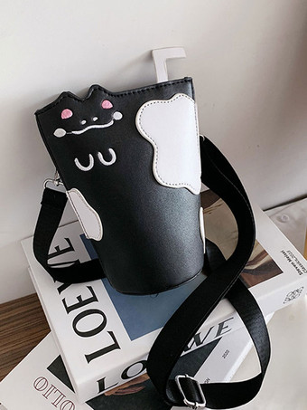 ブラック ホワイトロリータバッグPUレザーPUレザークロスボディバッグロリータアクセサリー