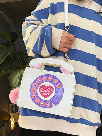 ホワイトロリータバッグPUレザーPUレザークロスボディバッグロリータアクセサリー