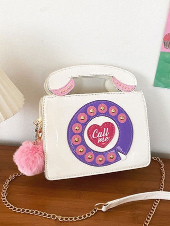 ホワイト ホワイトロリータバッグPUレザーPUレザークロスボディバッグロリータアクセサリー