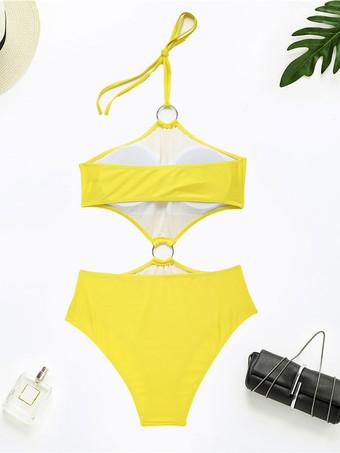Maiôs Monokini para mulheres Fatos de banho sexy de verão amarelo