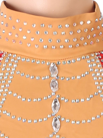 ラテンダンスコスチューム赤い女性のポリエステルドレスセクシーなラインストーンフリンジラテンダンサーダンスウェア