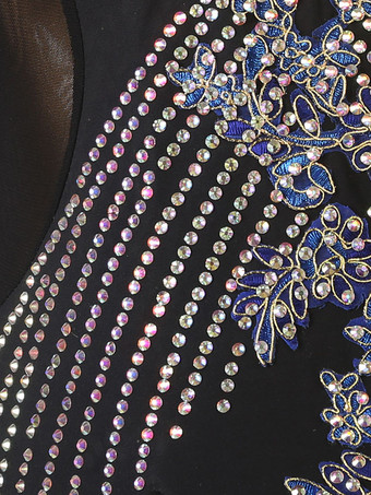 社交ダンスコスチューム黒人女性のセクシーなポリエステル花柄プリントラインストーンドレスダンサーダンスドレス