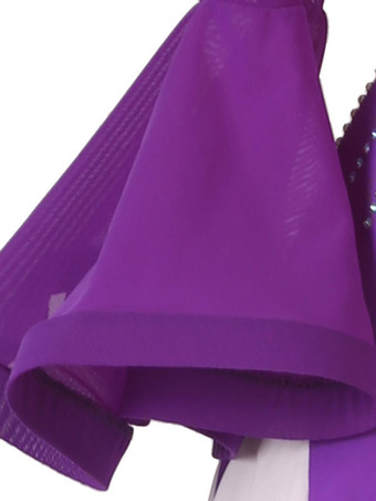 社交ダンスコスチューム紫の女性のセクシーなポリエステルラインストーンドレスダンサーダンスドレス